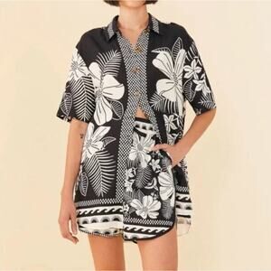 FARM RIO Macaw Elegance Unisex Button Down Camp Shirt size S